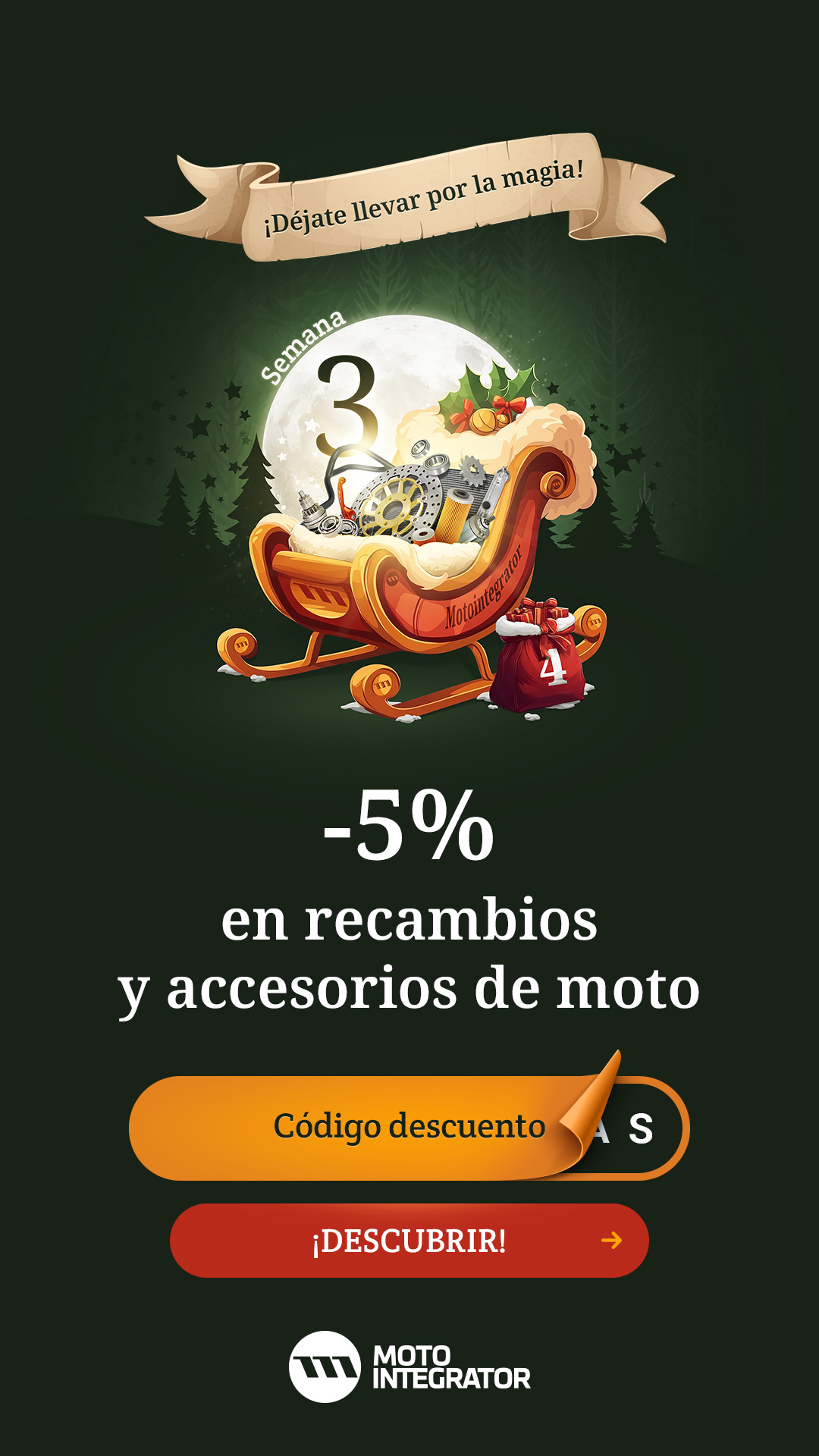 5% de descuento en recambios y accesorios de moto